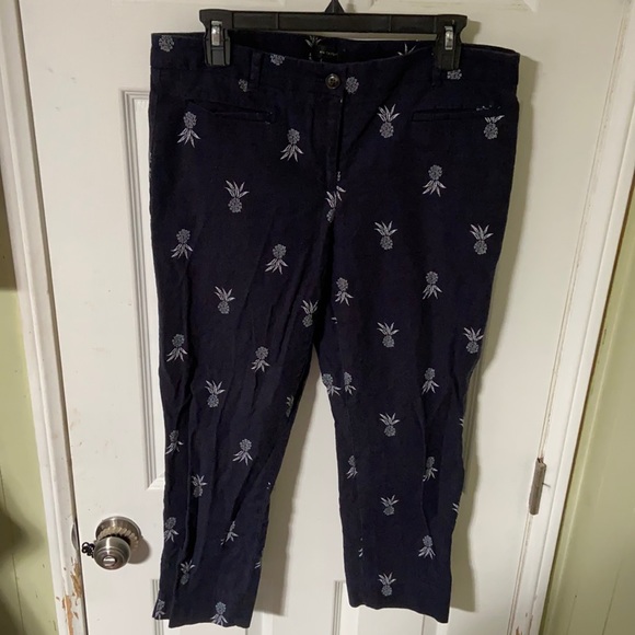 Ann Taylor Pants - Ann Taylor Navy blue pineapple pants size 10
